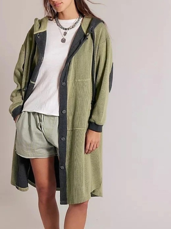 Free People Tops - Free People Tomorrows Sweatshirt Cardigan in Washed Sage Green